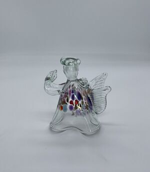Kitras Art glass Christmas Angel Recycled Glass Handcrafted Ornament 4 1/4"